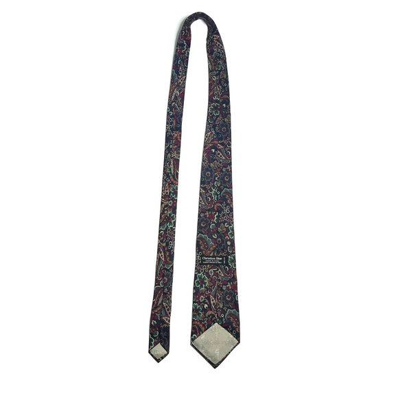 Vintage Christian Dior Navy Paisley Silk Tie - Picture 5 of 8